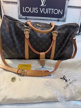 Brown Monogram Duffel with Tan Trim